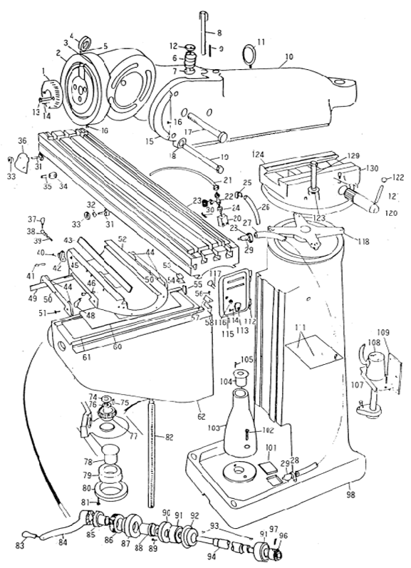 INDUMA 1-S Vertical Turret Milling Machine Parts Manual 0368 